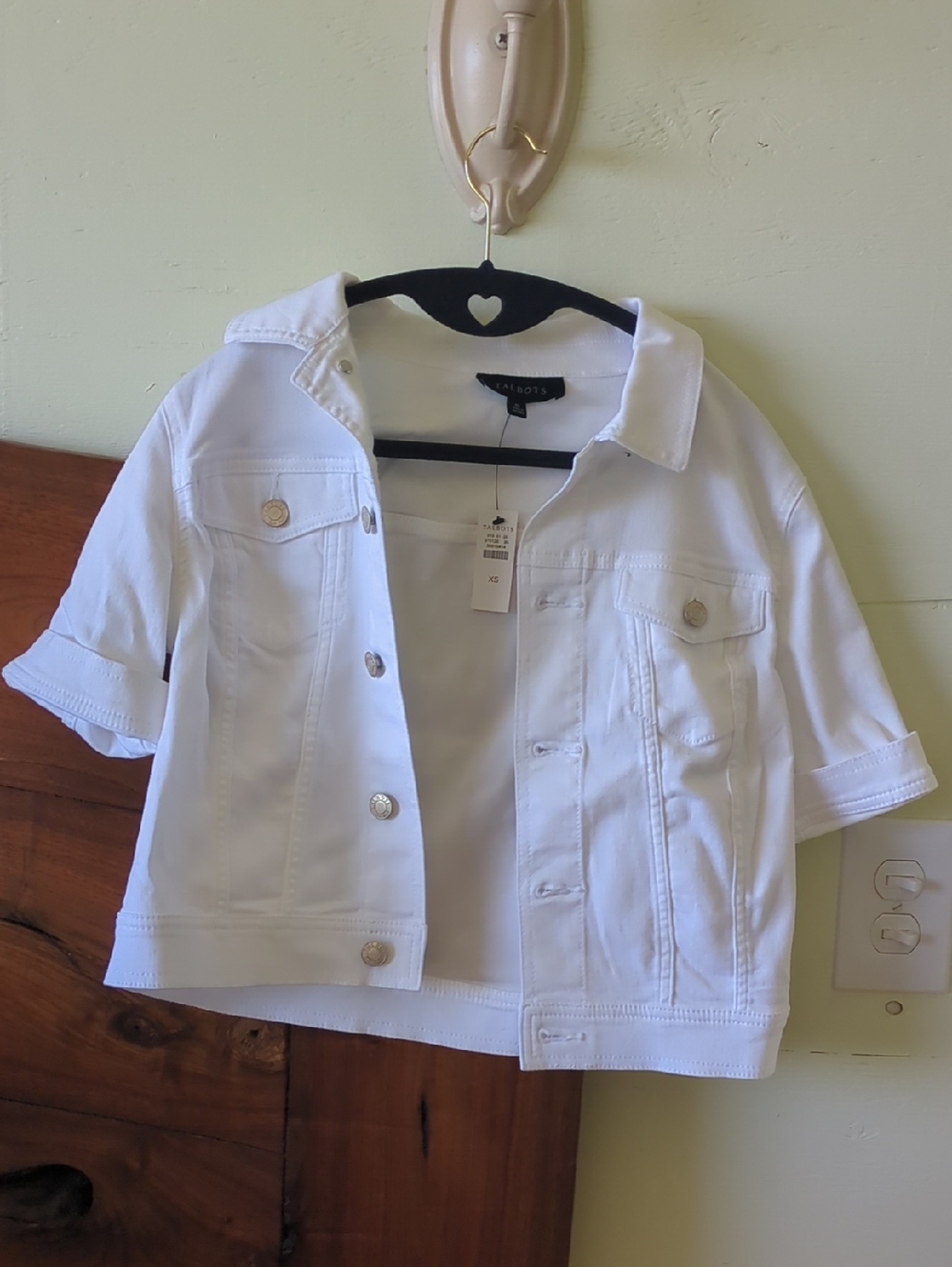 Talbots White Short Sleeve Denim Jacket with Tag